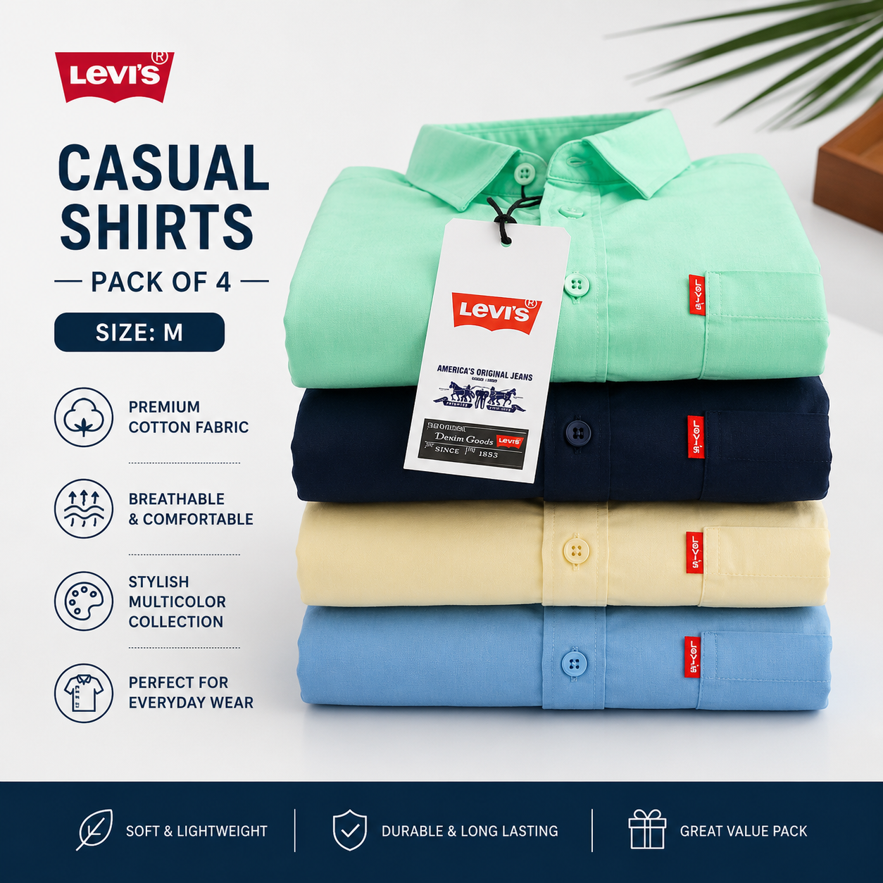 Casual Shirts (Multicolor, M) (Pack of 4)